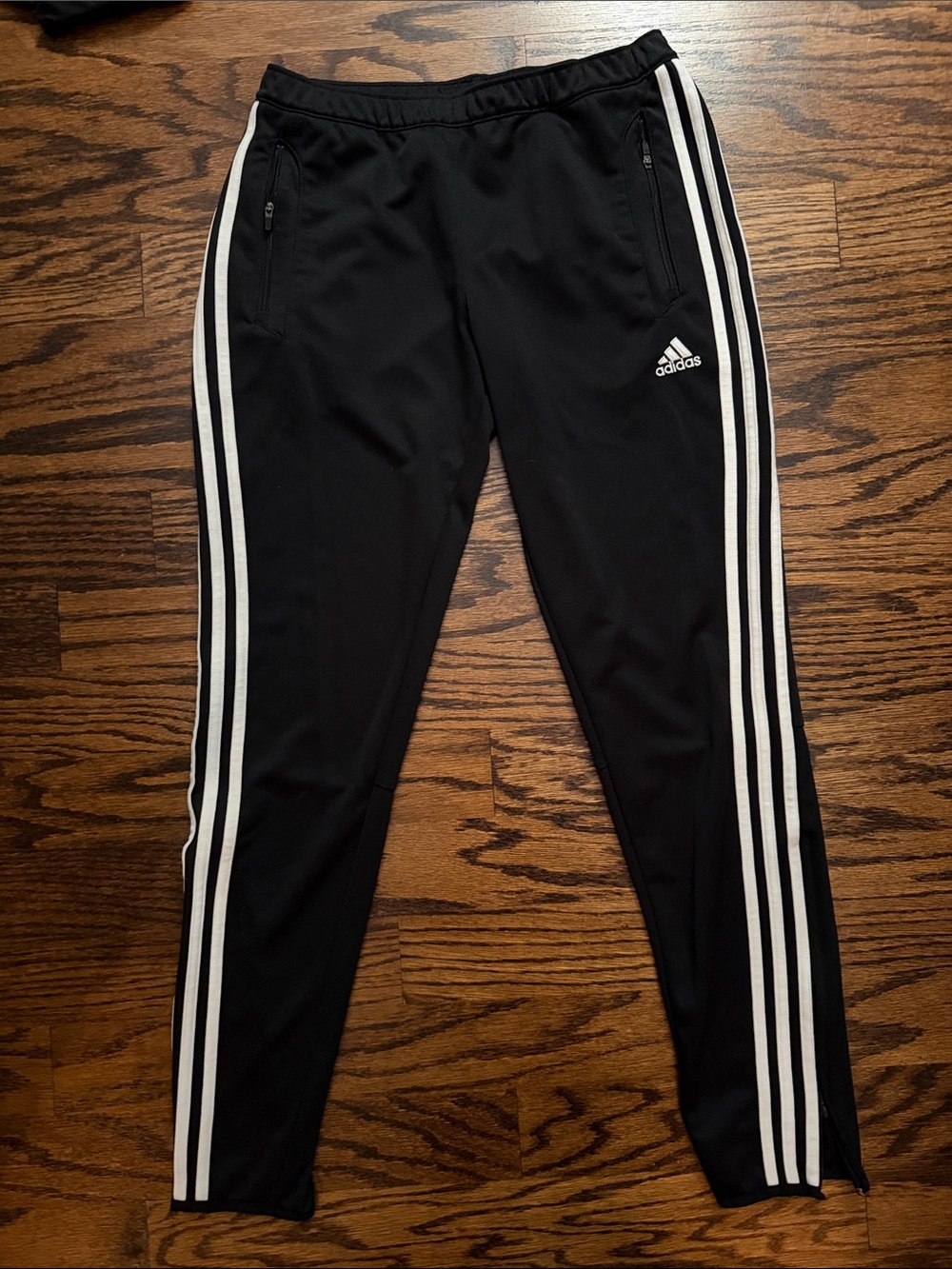 adidas Black Track Joggers with White Three-Stripes